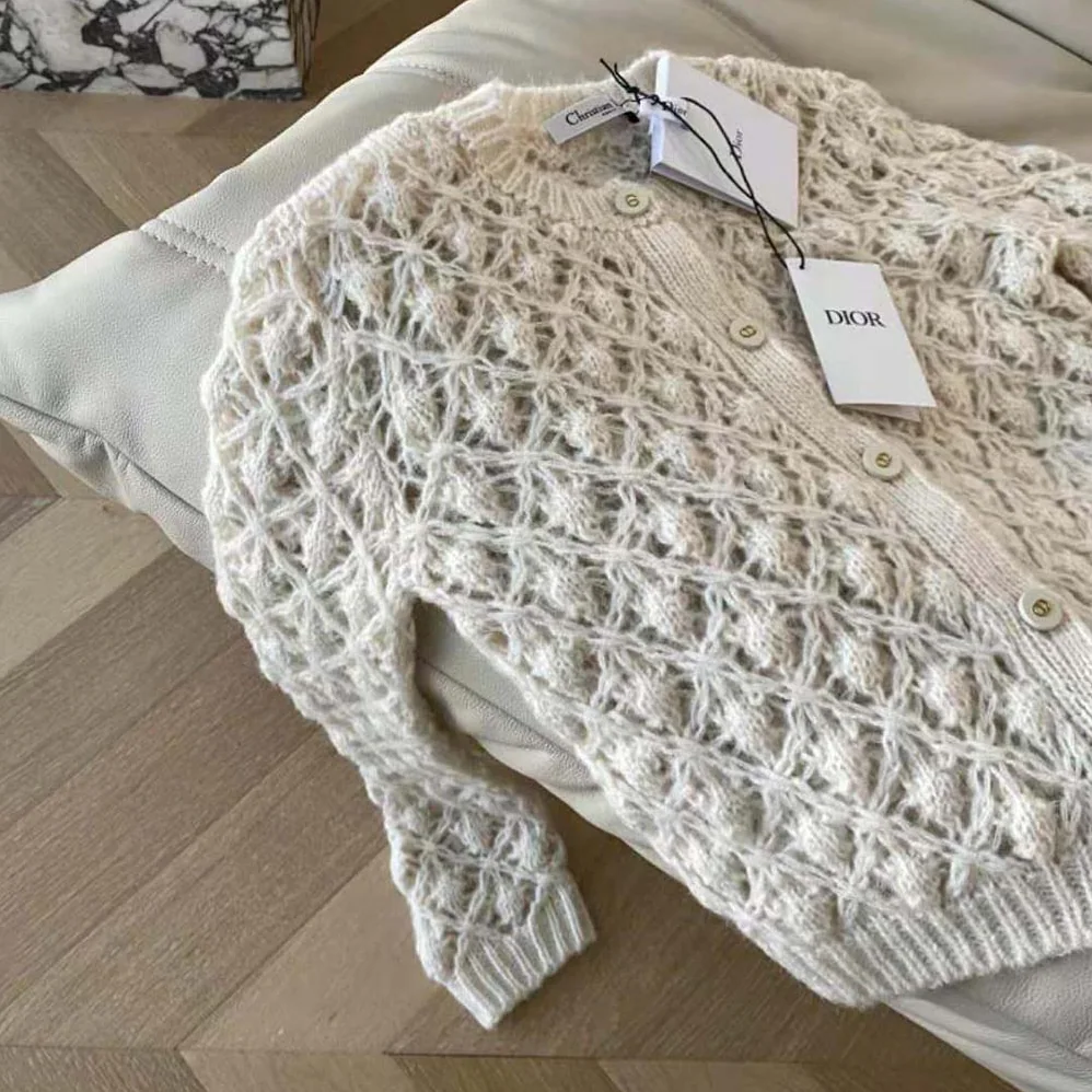 Dior Twin-Set Ecru Cashmere Silk and Mohair Knit for Women