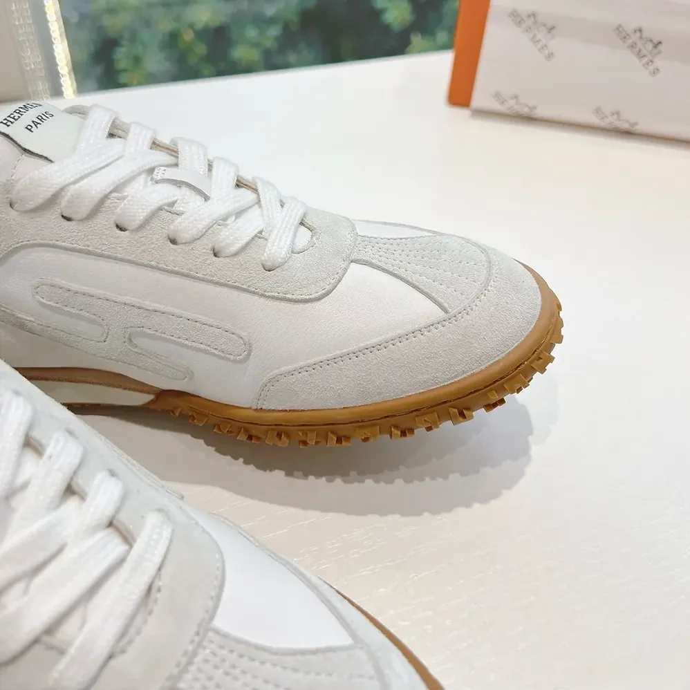 Hermes Jet Sneaker in Technical Canvas and Suede Goatskin for Unisex in White Hermes Jet Sneaker in Technical Canvas and Suede Goatskin for Unisex in White