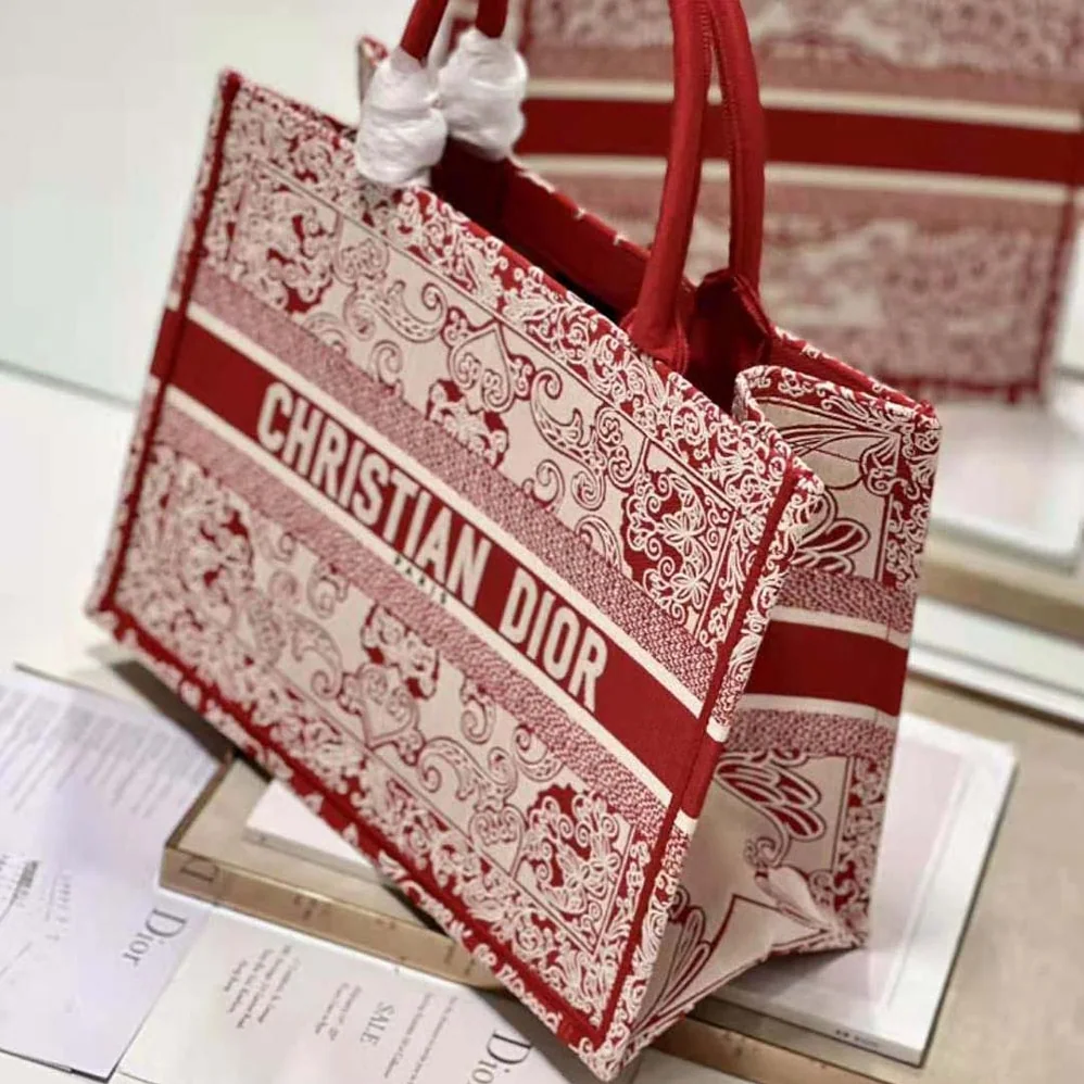 Dior Medium Dior Book Tote White and Red Dior Bandana Embroidery for Women Dior Medium Dior Book Tote White and Red Dior Bandana Embroidery for Women