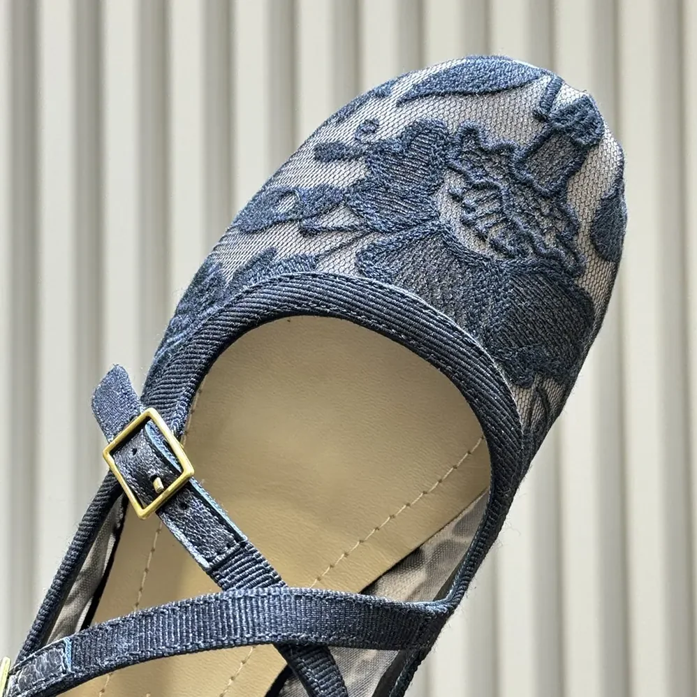 Dior Very Dior Ballet Flat Transparent Mesh Embroidered with Black Millefiori Motif for Women Dior Very Dior Ballet Flat Transparent Mesh Embroidered with Black Millefiori Motif for Women