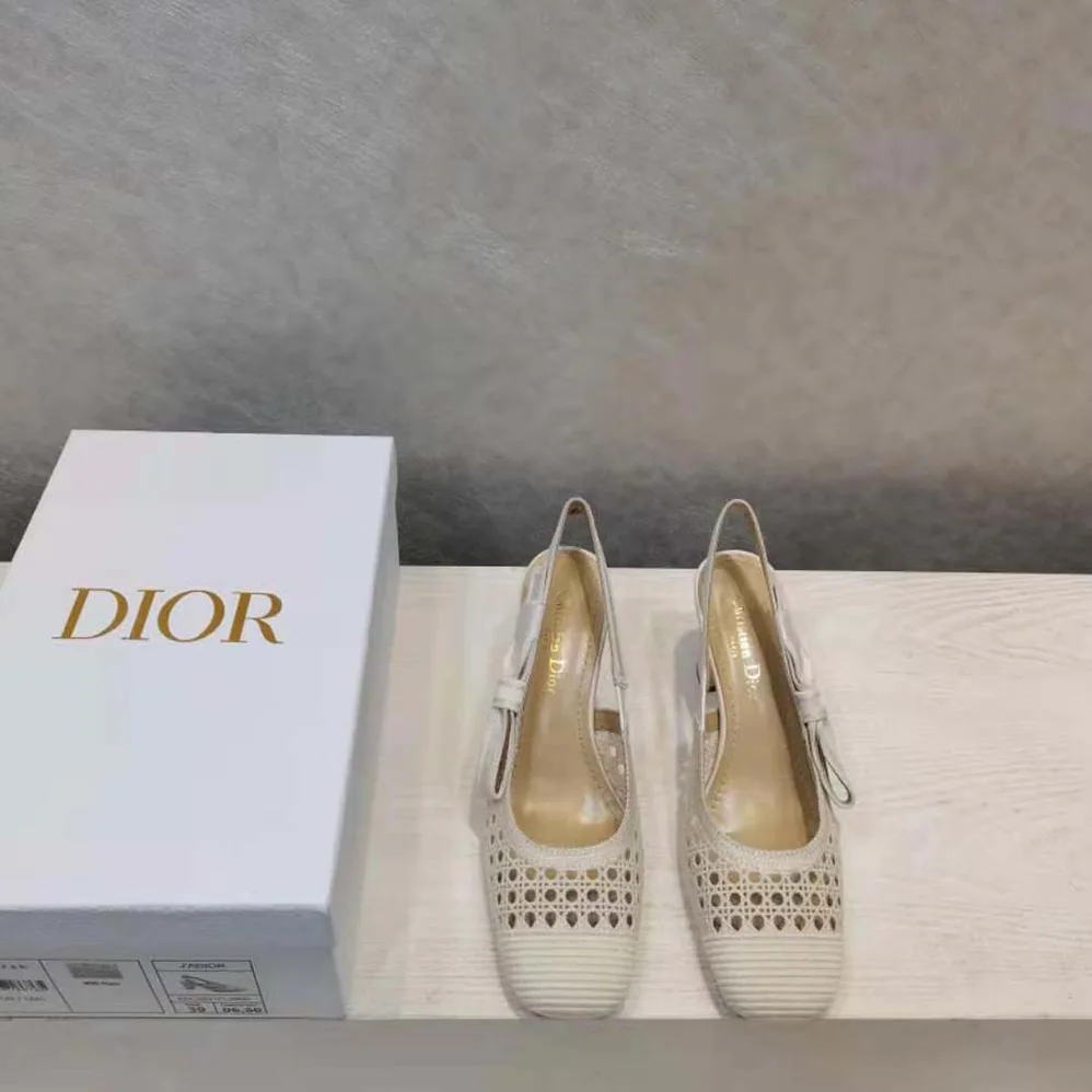 Dior Dior and Moi Slingback Pump Cream Cannage Embroidered Mesh for Women