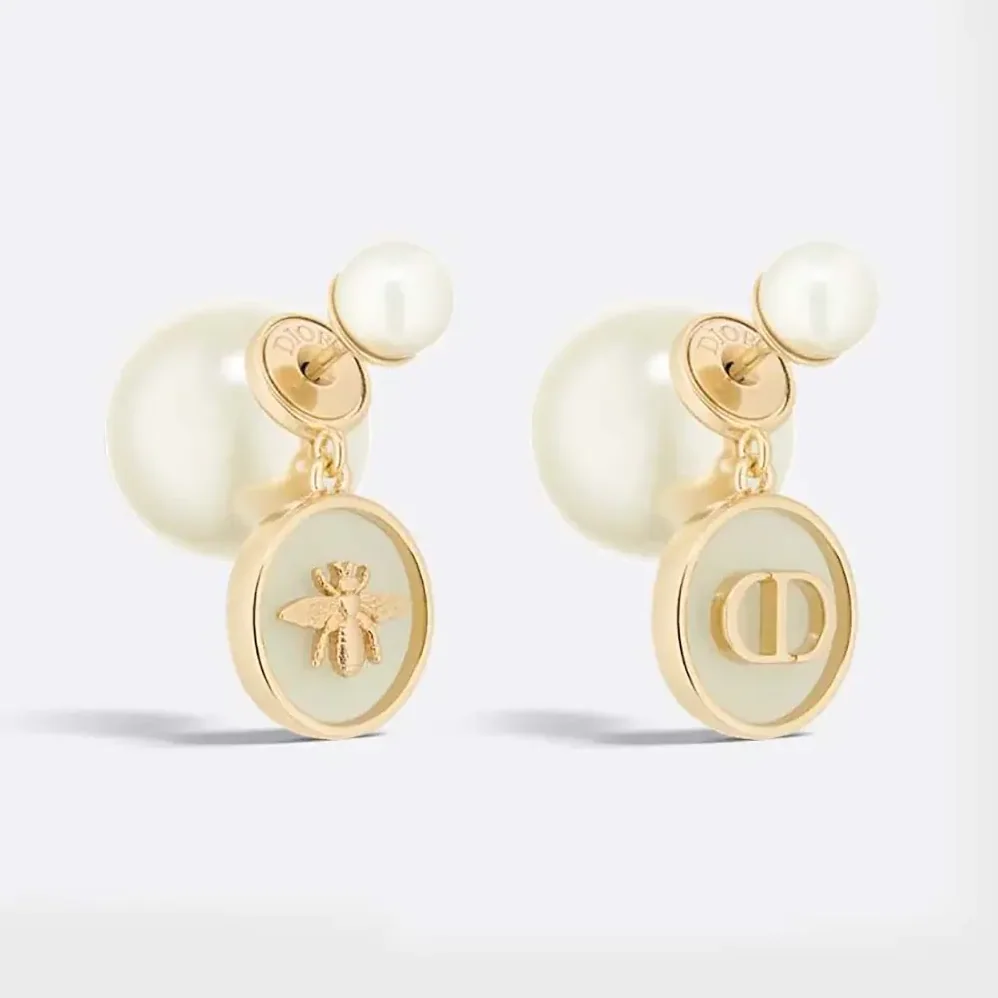 Dior Tribales Earrings Gold-Finish Metal with Pistachio Green Transparent Resin for Women Dior Tribales Earrings Gold-Finish Metal with Pistachio Green Transparent Resin for Women