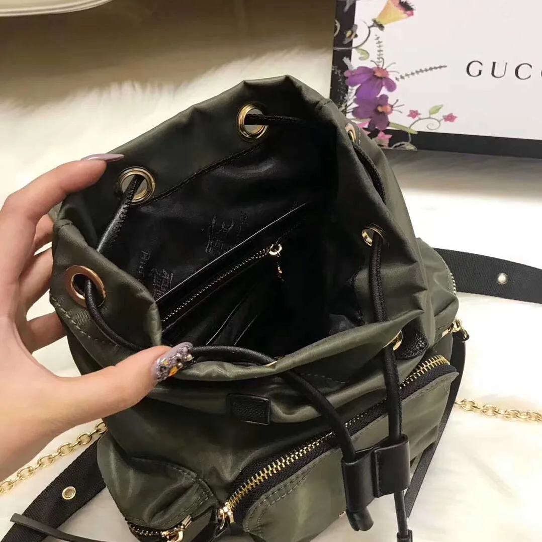 Burberry Medium Rucksack in Technical Nylon and Leather in Dark Green Burberry Medium Rucksack in Technical Nylon and Leather in Dark Green