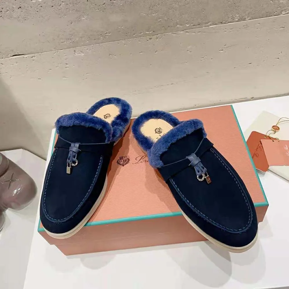 Loro Piana Charms Walk Babouche Loafers for Unisex in Navy