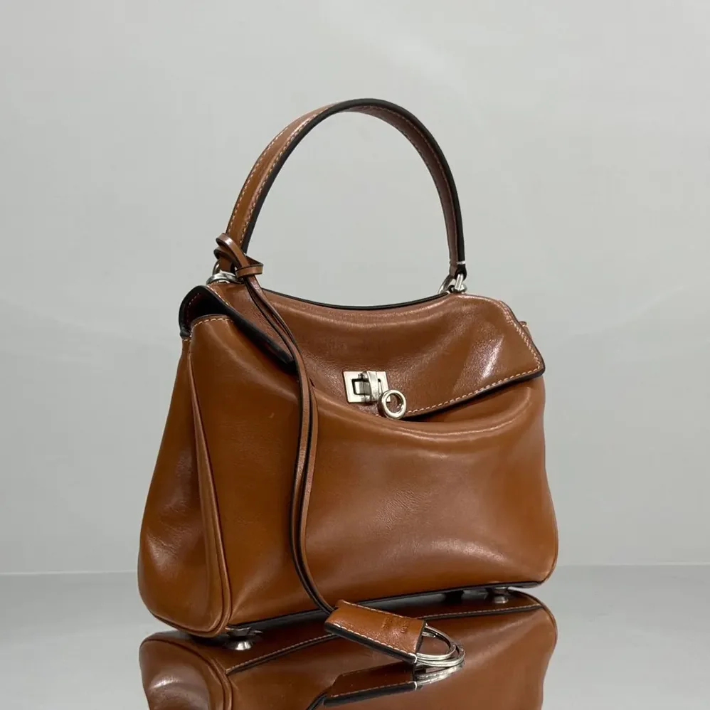 Balenciaga Rodeo Handbag Mini in Tan Cowboy Vegetable Tanned Lambskin Aged for Women in silver Hardware