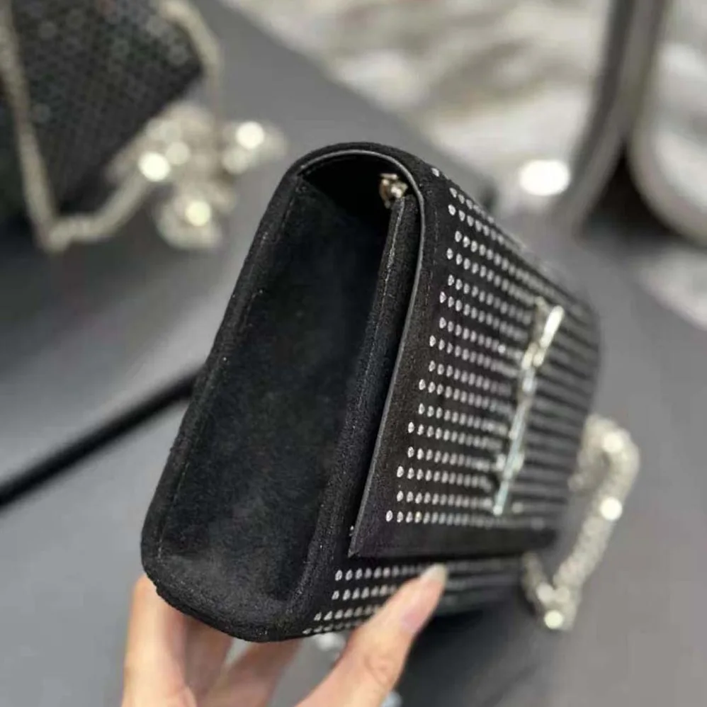 Saint Laurent YSL Kate Small Chain Bag in Velvet and Rhinestones for Women Saint Laurent YSL Kate Small Chain Bag in Velvet and Rhinestones for Women