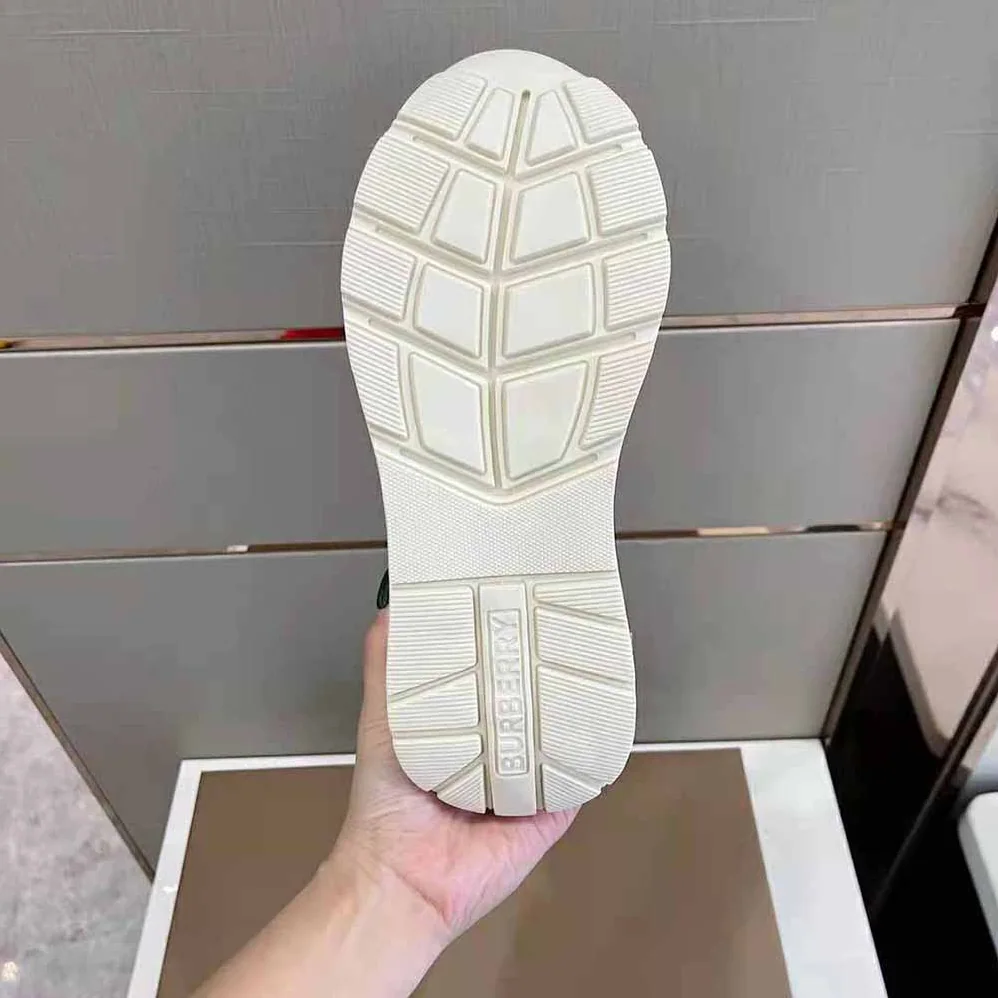 Burberry Check Cotton and Leather Sneakers for Women in Pink