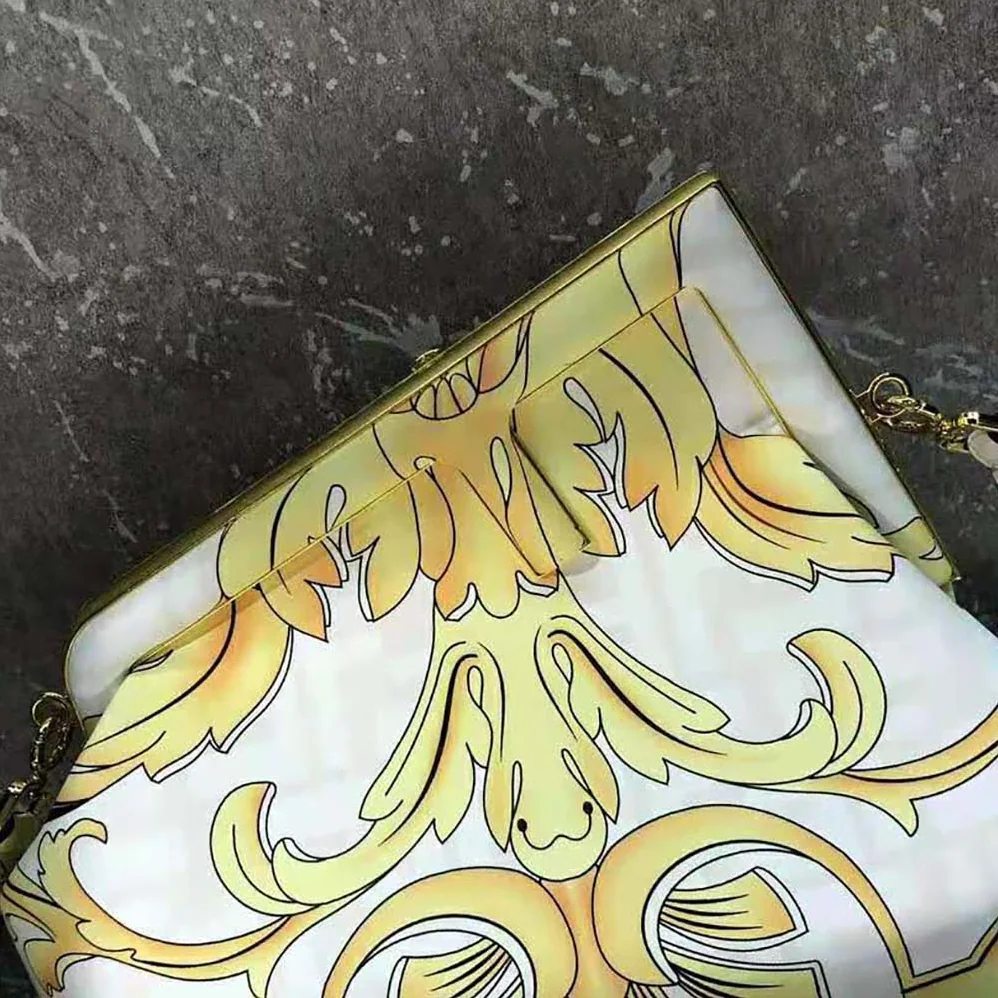Fendi First Medium Fendace White Printed Silk Bag for Women