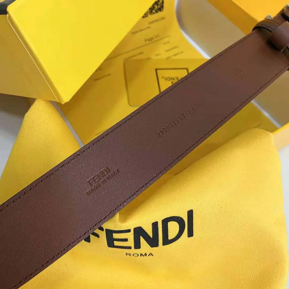 Fendi Belt with Loop and FF Stud Buckle for Women