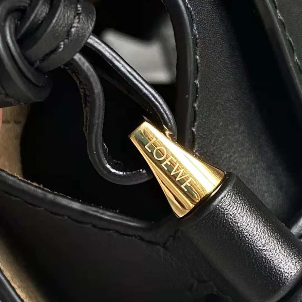 Loewe Small Gate Bag in Soft Calfskin and Jacquard for Women in Black