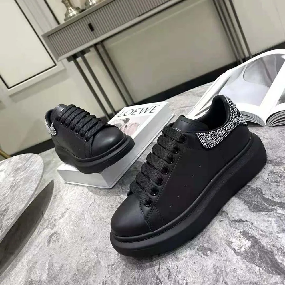 Alexander Mcqueen Oversized Sneaker Black Smooth Calf Leather for Women