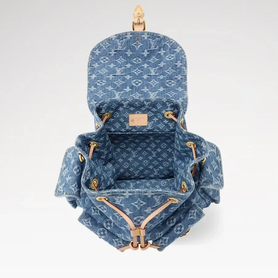 Louis Vuitton Montsouris Cargo Backpack in Blue Denim Gold Hardware