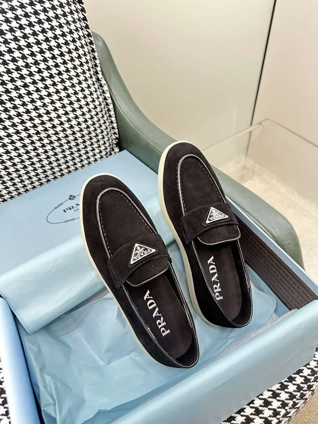 Prada Brushed Loafers Black