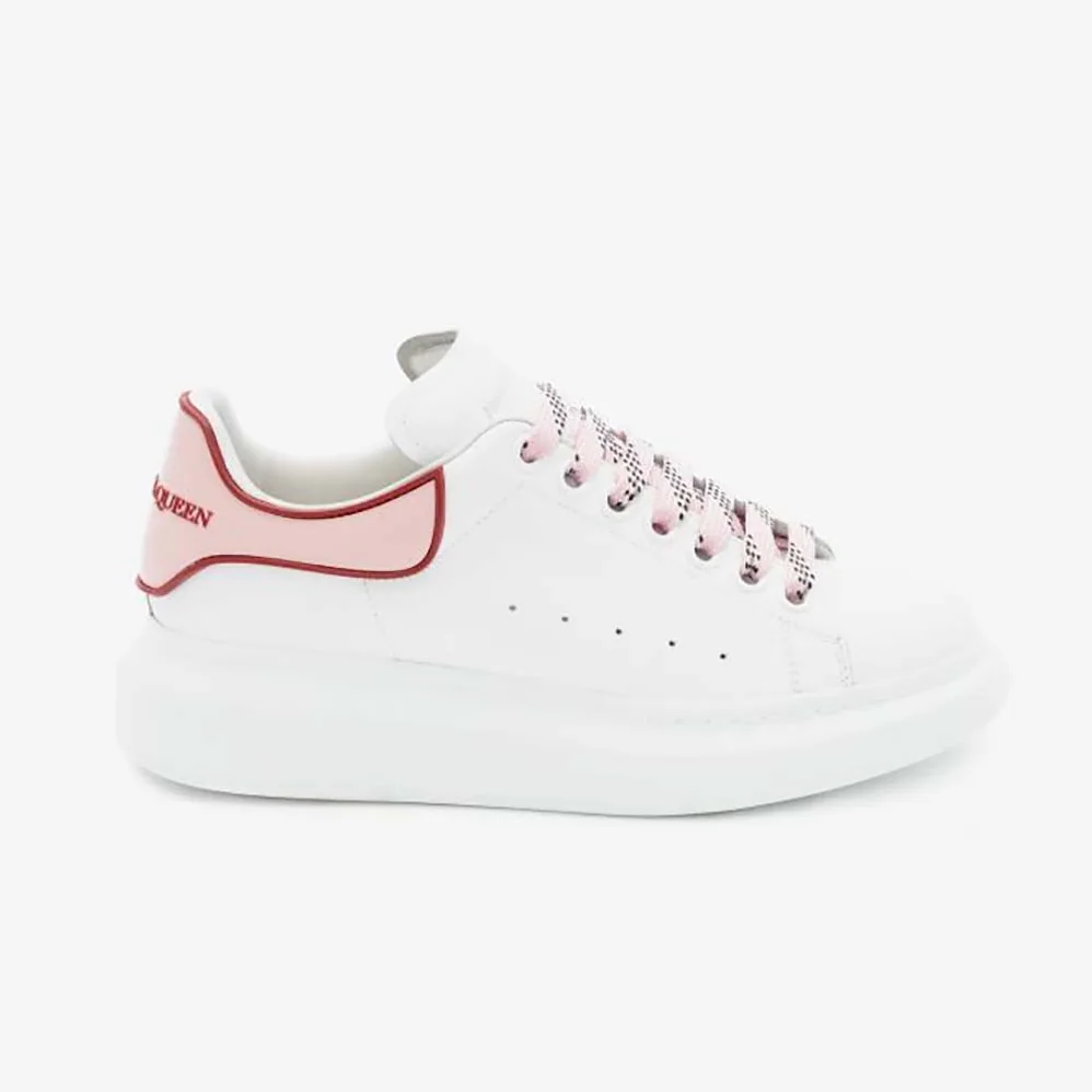Alexander Mcqueen Oversized Sneaker White Smooth Calfskin Leather for Women in Pink