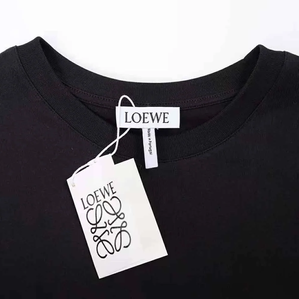 Loewe Anagram Embroidered T-shirt in Cotton for Men in Black Loewe Anagram Embroidered T-shirt in Cotton for Men in Black