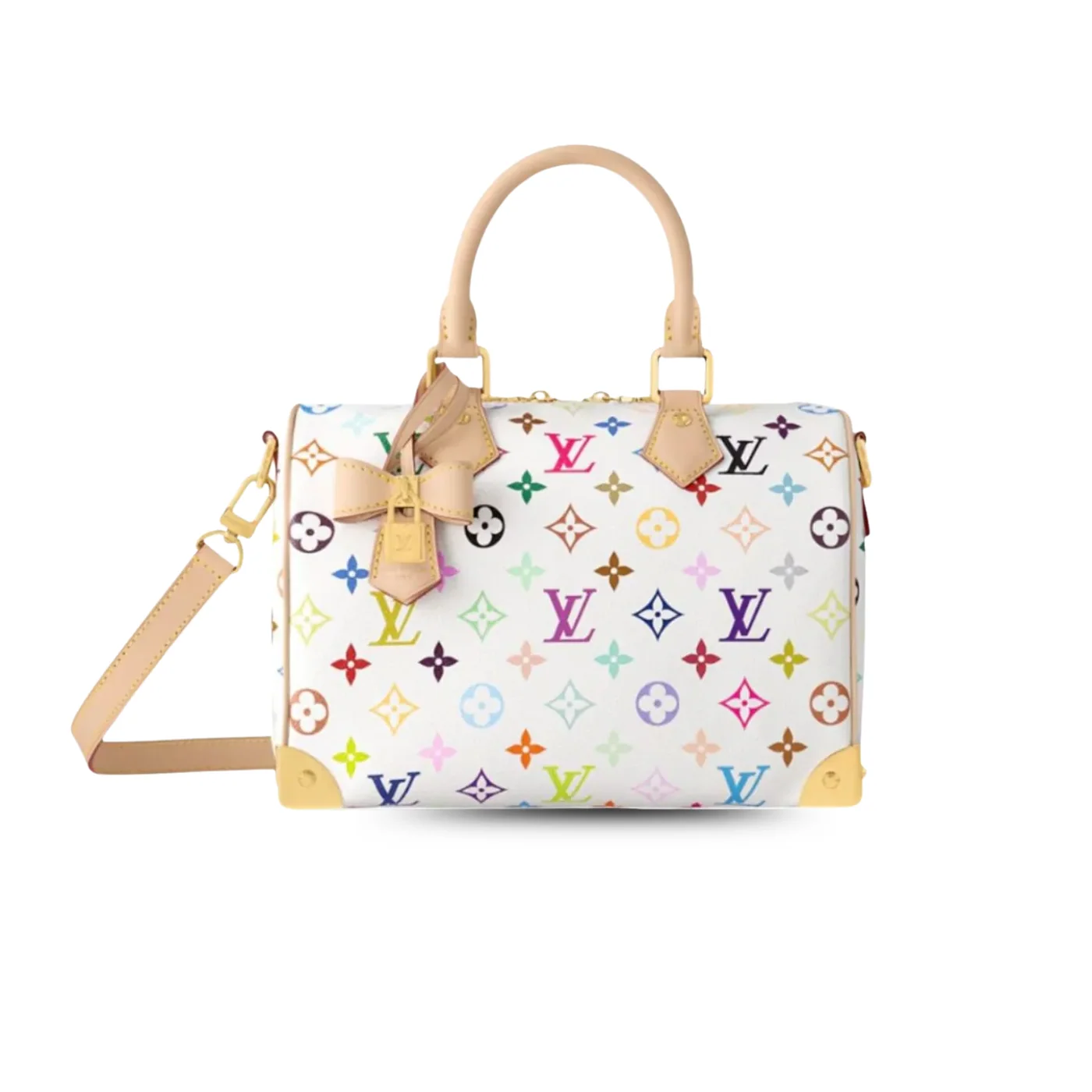 Louis Vuitton LV x TM Speedy Bandouliere 25 Top Handle Bag in Multicolored Gold Hardware Louis Vuitton LV x TM Speedy Bandouliere 25 Top Handle Bag in Multicolored Gold Hardware