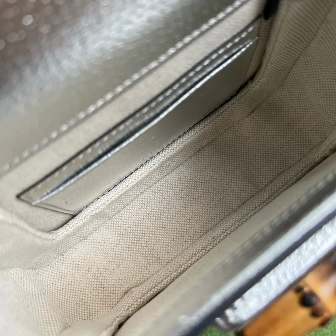 Gucci Bamboo 1947 Mini Top Handle Bag Silver Gucci Bamboo 1947 Mini Top Handle Bag Silver
