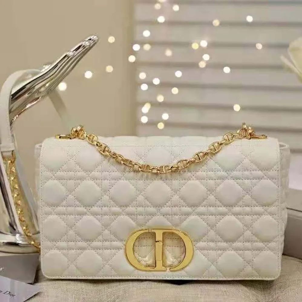 Dior Large Dior Caro Bag Supple Cannage Calfskin for Women in White