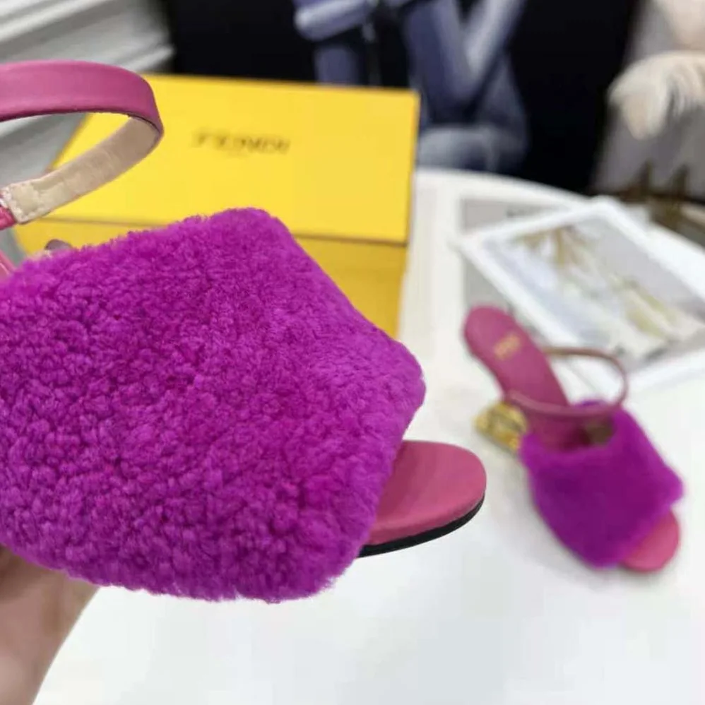 Fendi First Purple Sheepskin High for Women in Heeled Sandals