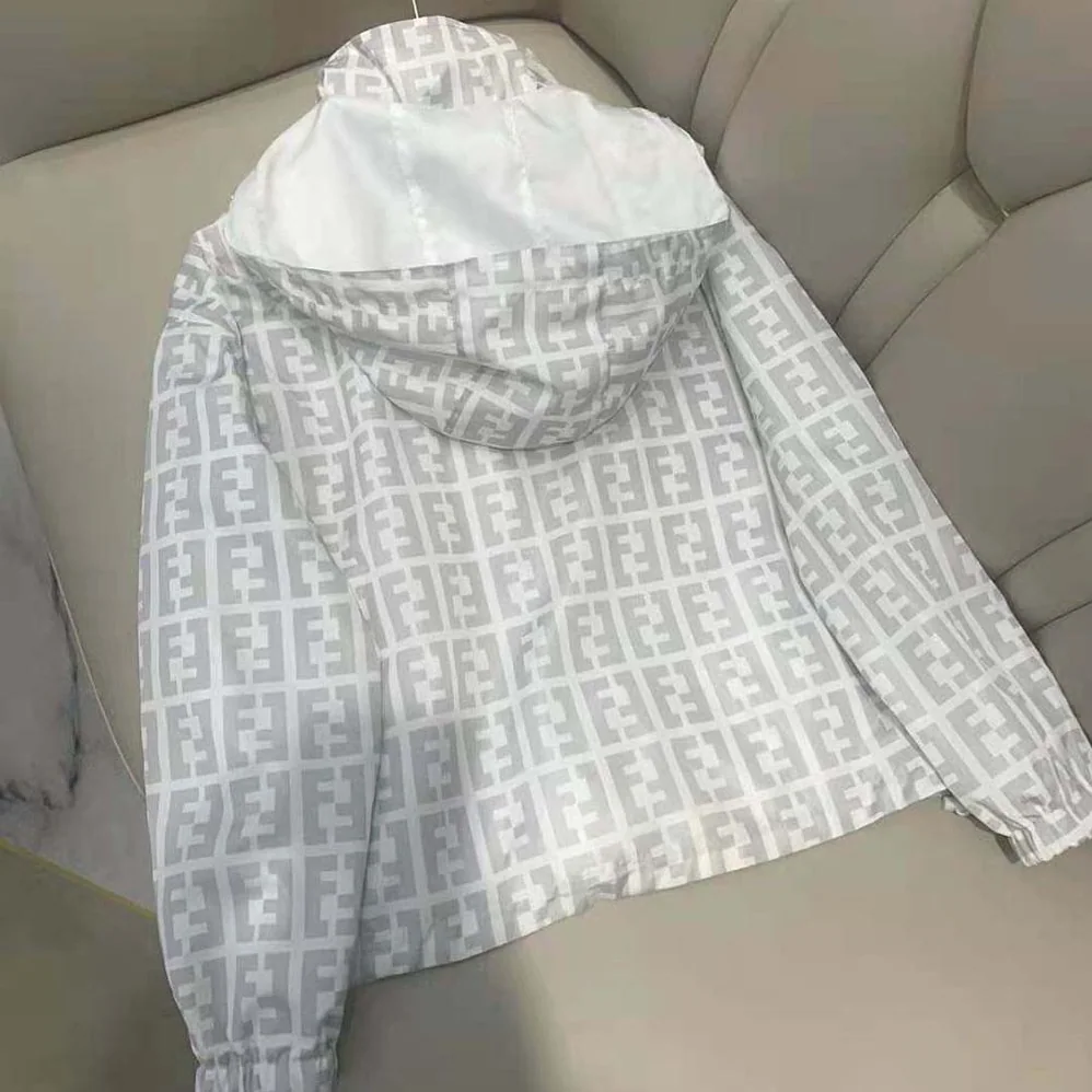 Fendi Windbreaker Multicolor Nylon Jacket for Women in White