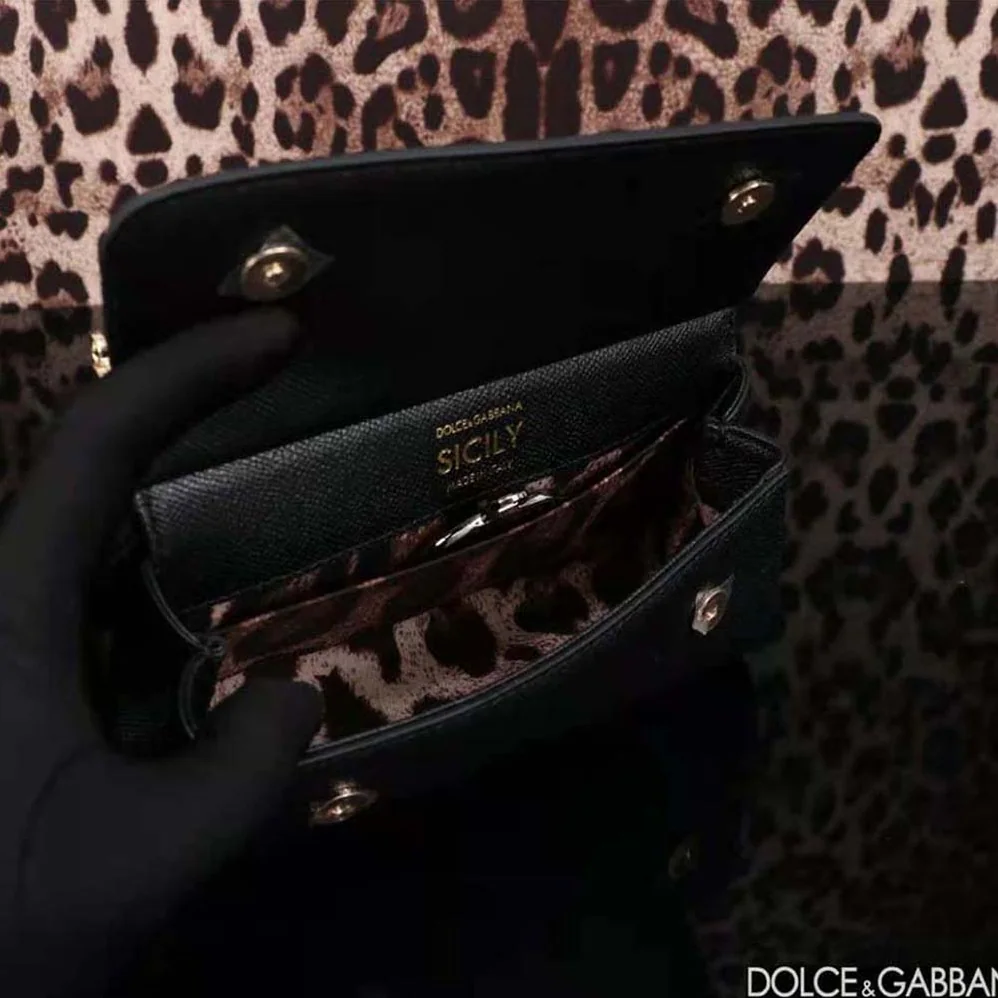 Dolce Gabbana D&G Small Calfskin Sicily Bag with Rhinestones for Women Dolce Gabbana D&G Small Calfskin Sicily Bag with Rhinestones for Women
