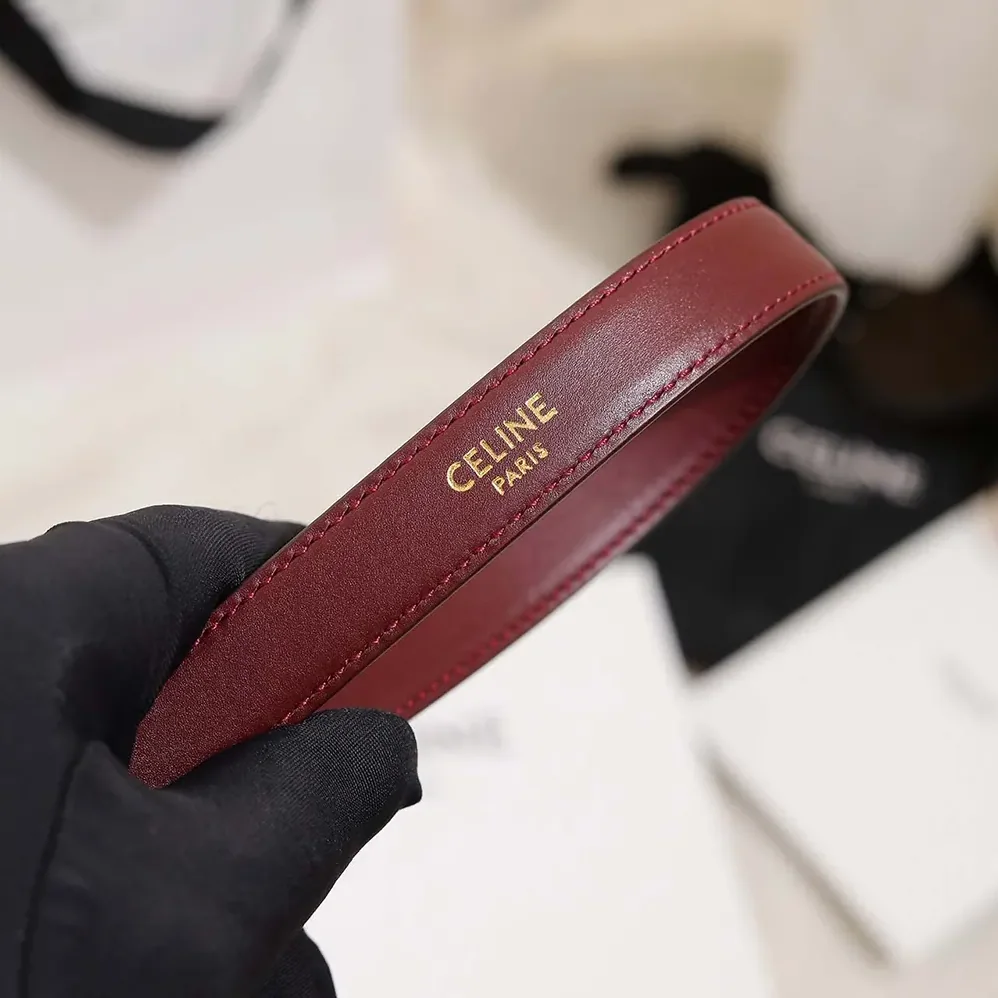 Celine Bc-25 18mm Belt In Taurillon Leather for Women in Maroon Celine Bc-25 18mm Belt In Taurillon Leather for Women in Maroon