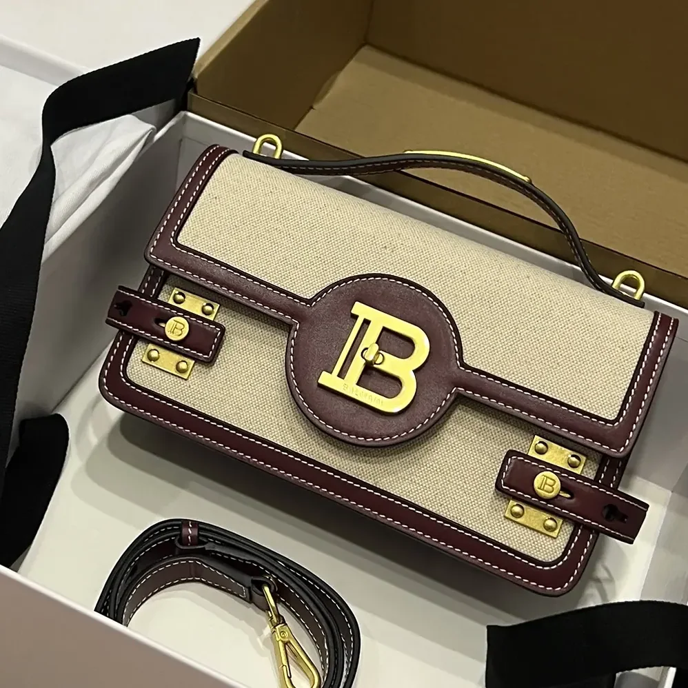 Balmain B Buzz 24 Canvas and Leather Bag for Women Balmain B Buzz 24 Canvas and Leather Bag for Women