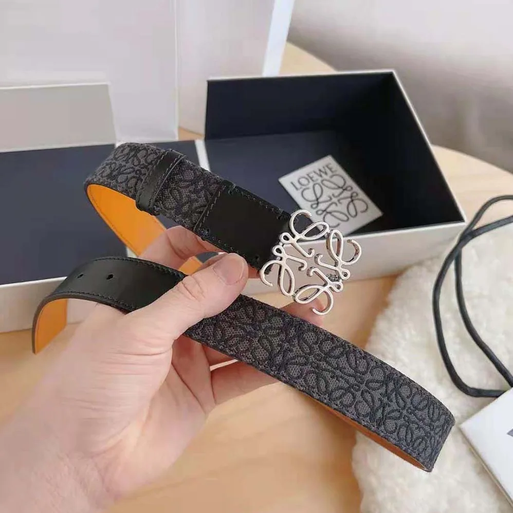 Loewe Anagram Belt in Jacquard and Calfskin for Men in Black Loewe Anagram Belt in Jacquard and Calfskin for Men in Black