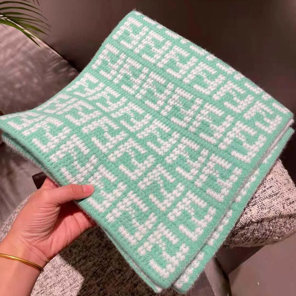 Fendi FF Scarf Mint Green Cashmere Scarf for Women