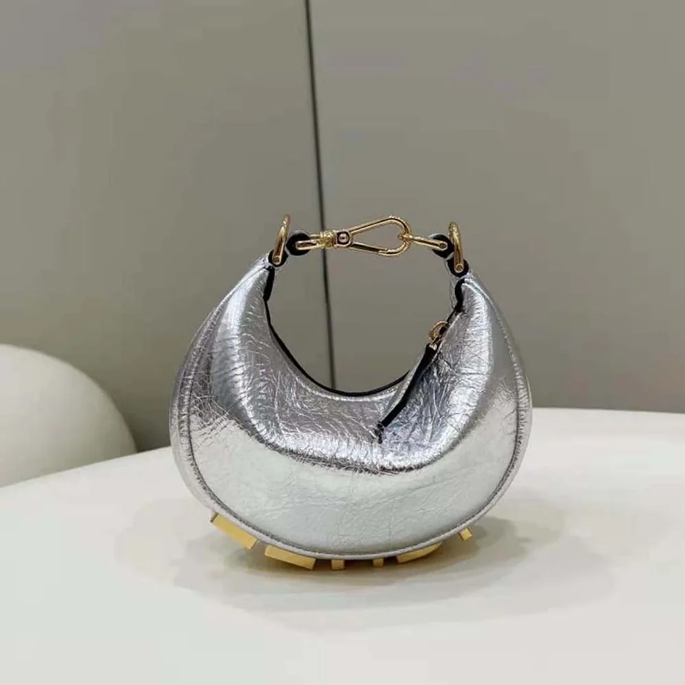 Fendi Nano Fendigraphy Silver Leather Charm for Women