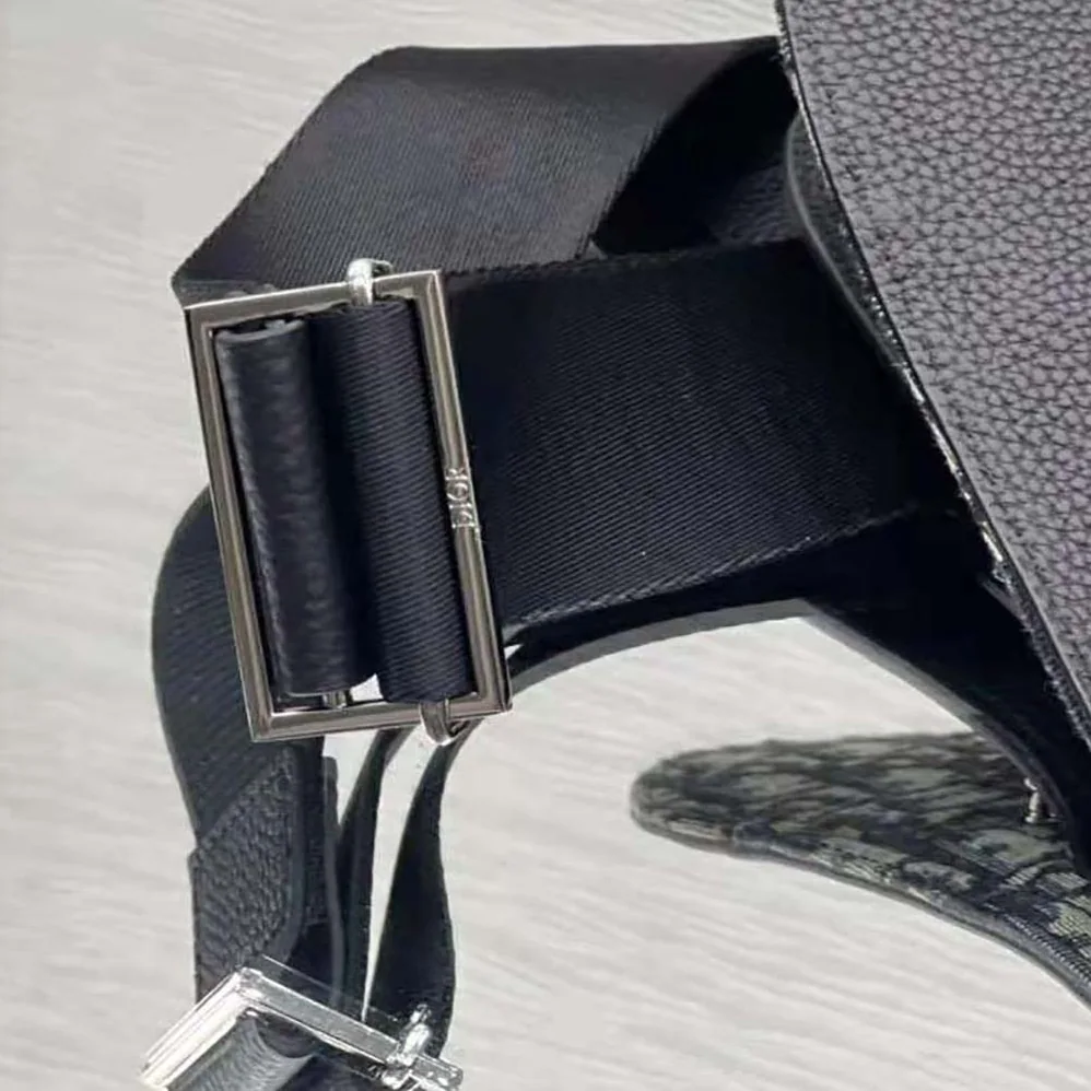 Dior Saddle Pouch Beige and Black Dior Oblique Jacquard for Men