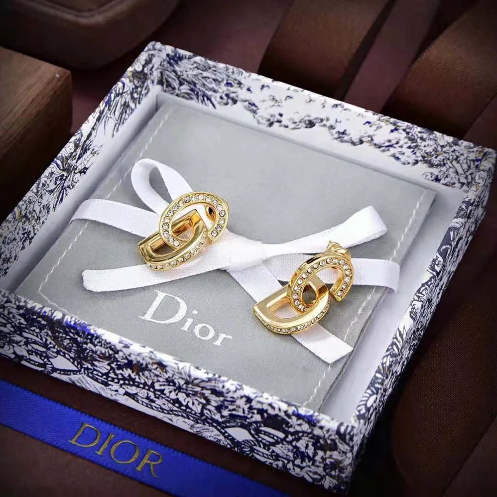 Dior CD Lock Earrings Gold-Finish Metal and Silver for Women in Tone Crystals
