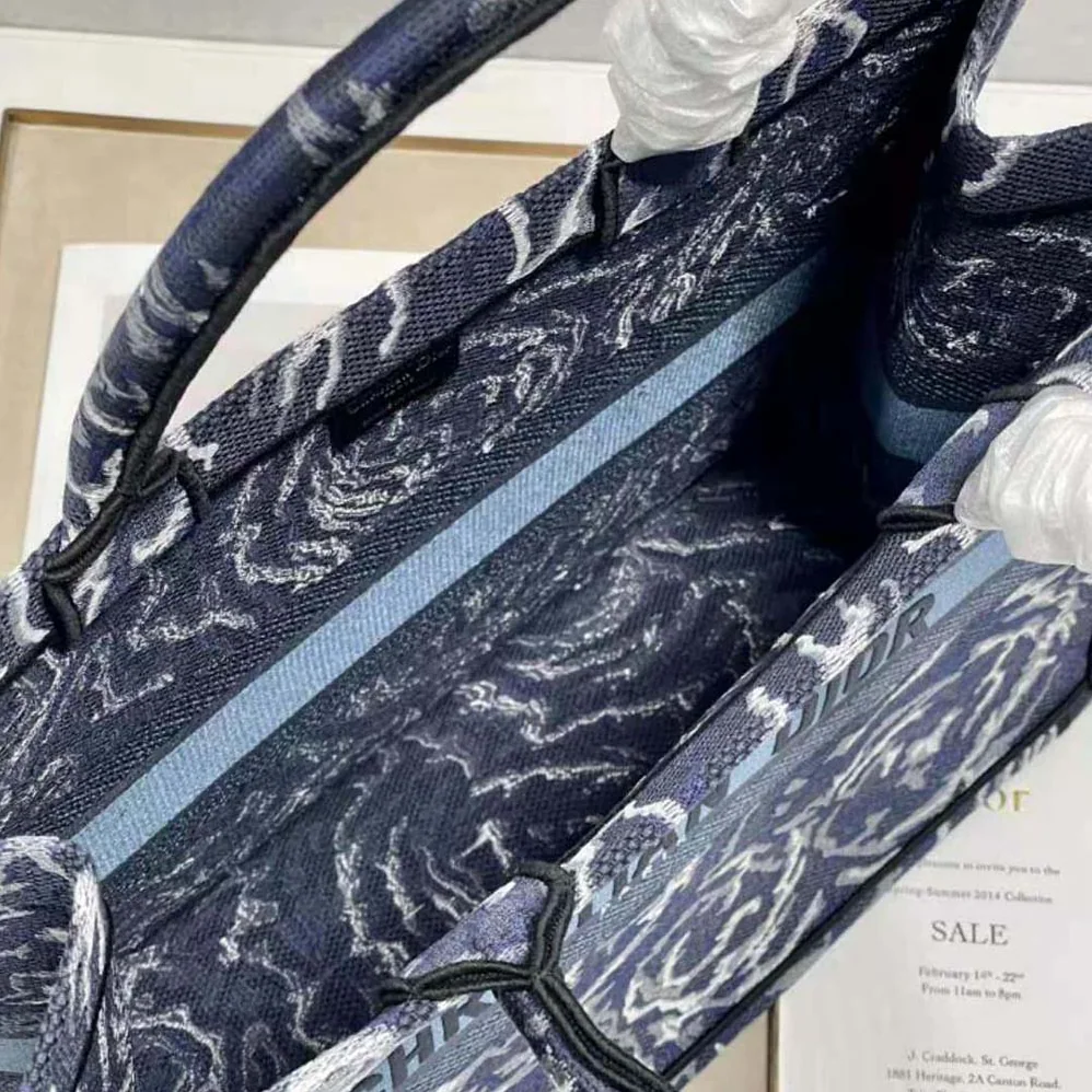 Dior Large Dior Book Tote Blue Dior Roses Embroidery for Women Dior Large Dior Book Tote Blue Dior Roses Embroidery for Women
