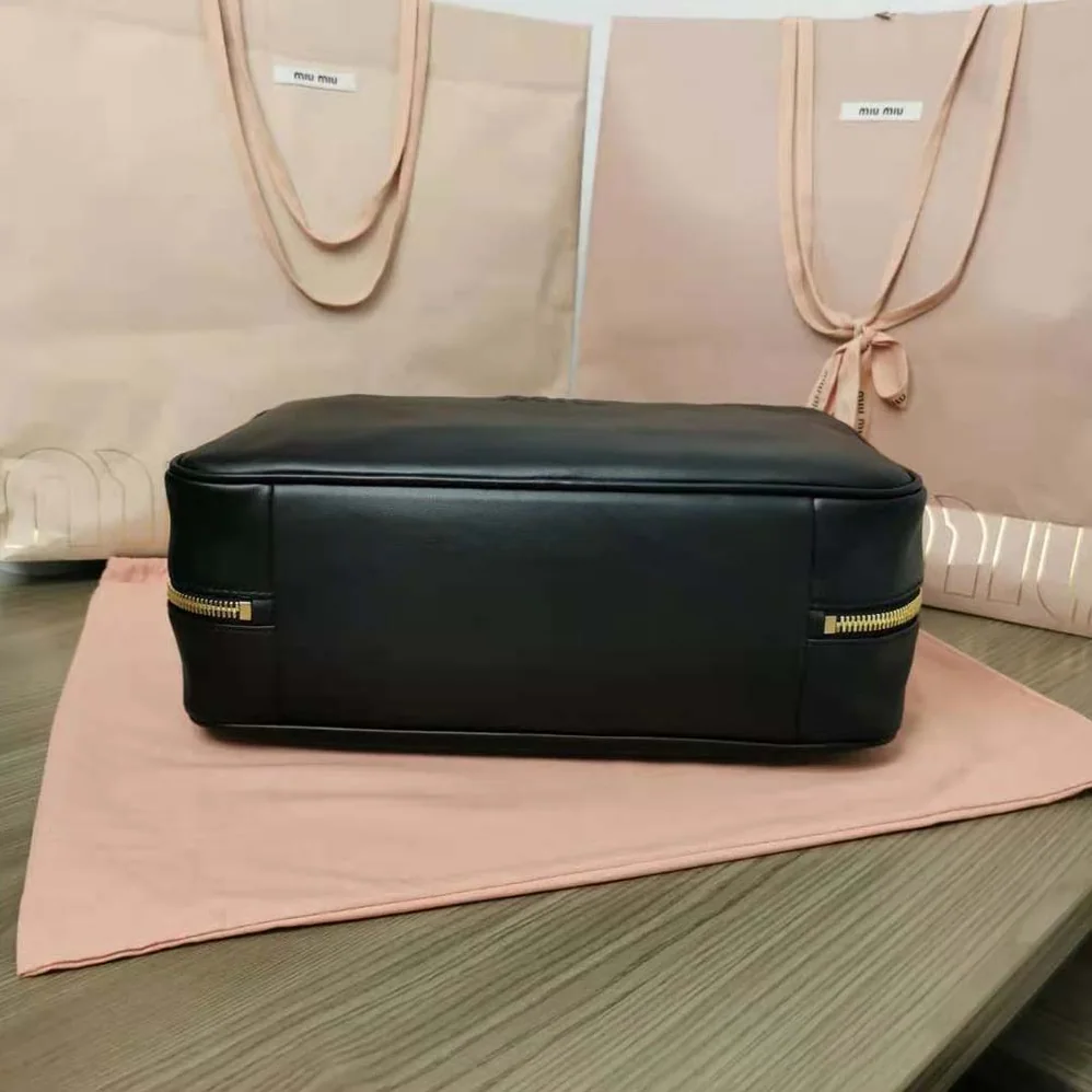 Miu Miu Leather Top-Handle Bag for Women in Black Miu Miu Leather Top-Handle Bag for Women in Black