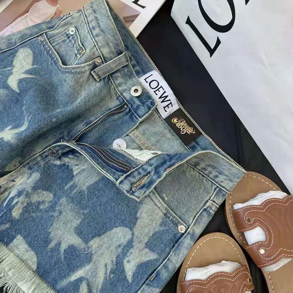 Loewe Fish Shorts in Denim for Women Loewe Fish Shorts in Denim for Women