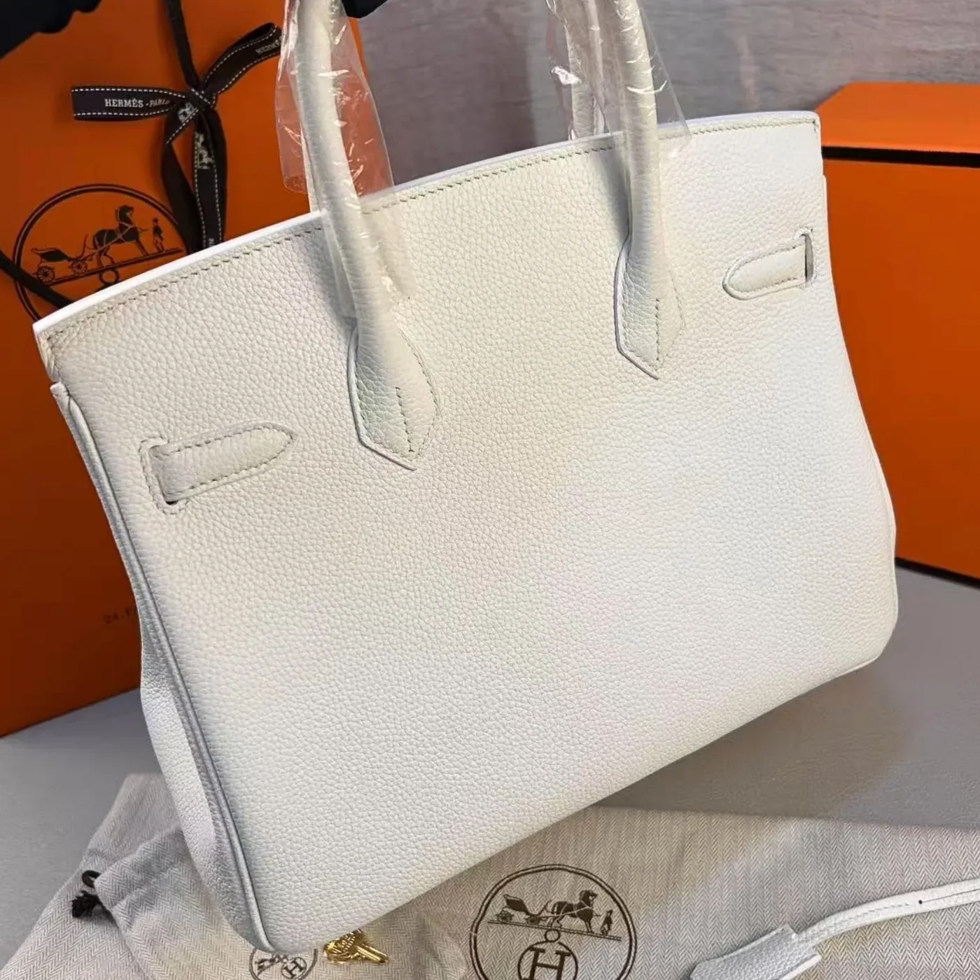 Hermes Birkin Top Handle Bag in White Gold Hardware Hermes Birkin Top Handle Bag in White Gold Hardware