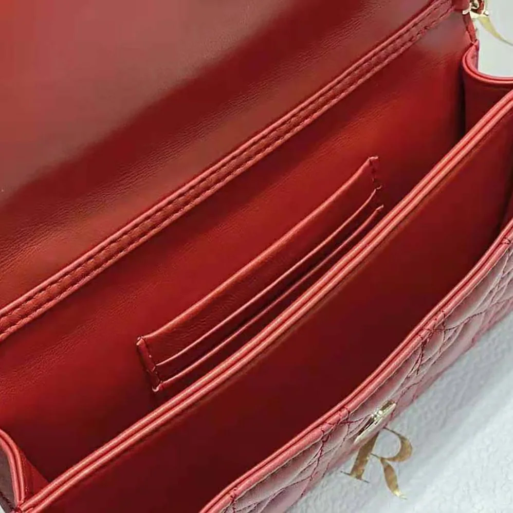 Dior Lady Dior Top Handle Clutch Scarlet Red Cannage Lambskin for Women Dior Lady Dior Top Handle Clutch Scarlet Red Cannage Lambskin for Women