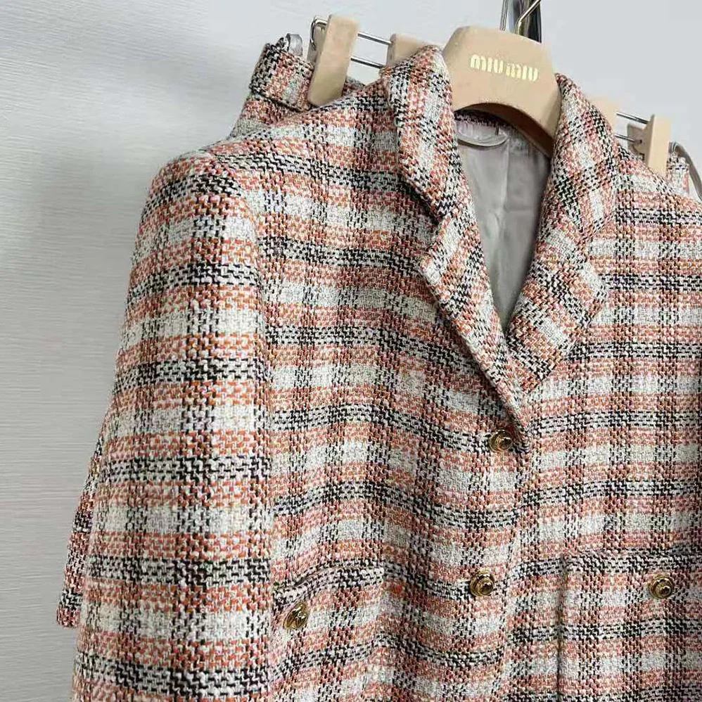 Miu Miu Single-breasted Check Jacket With Embroidered Miu Miu Logo for Women