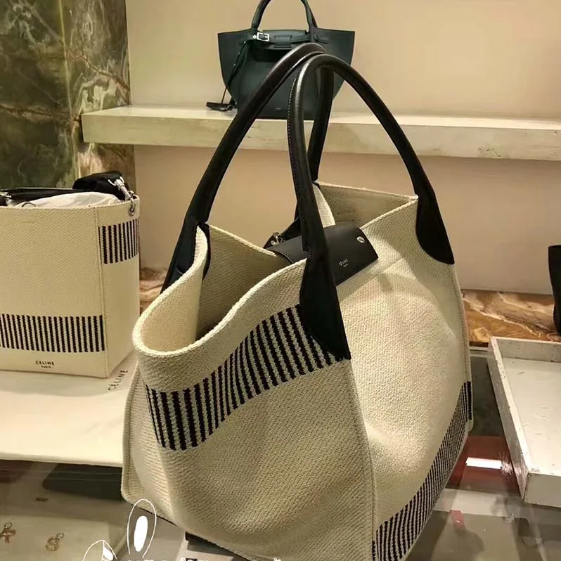 Celine Medium Big Bag in Textured Canvas for Women in White