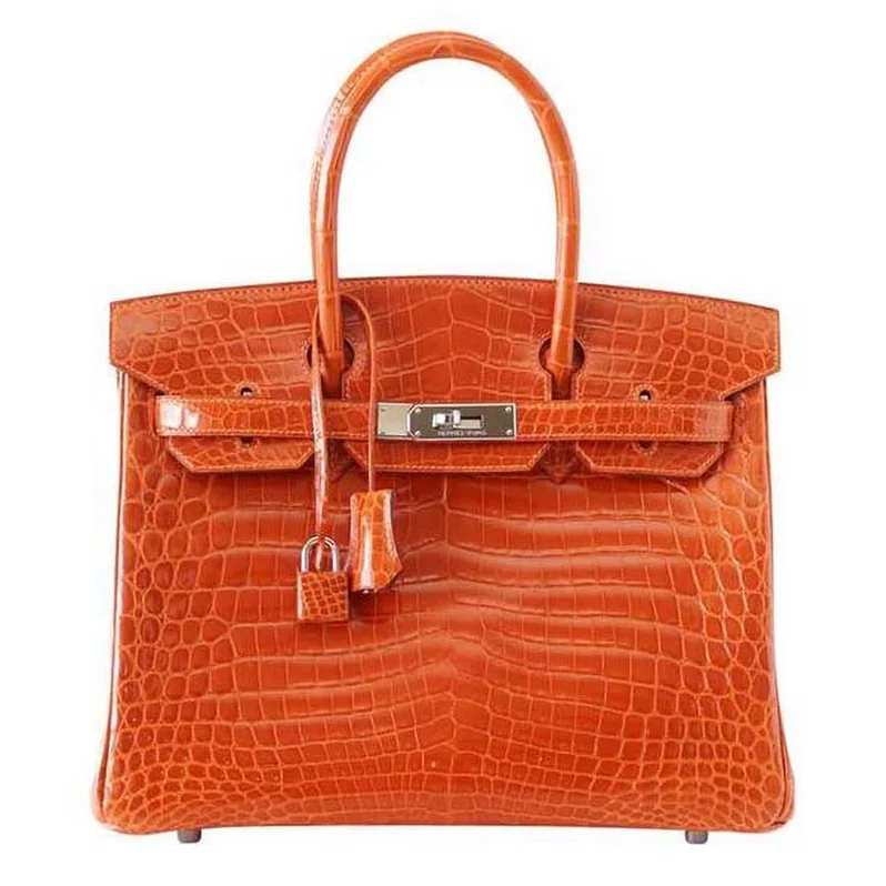Hermes Birkin 30 Bag in Alligator Leather with Gold Hardware in Orange
