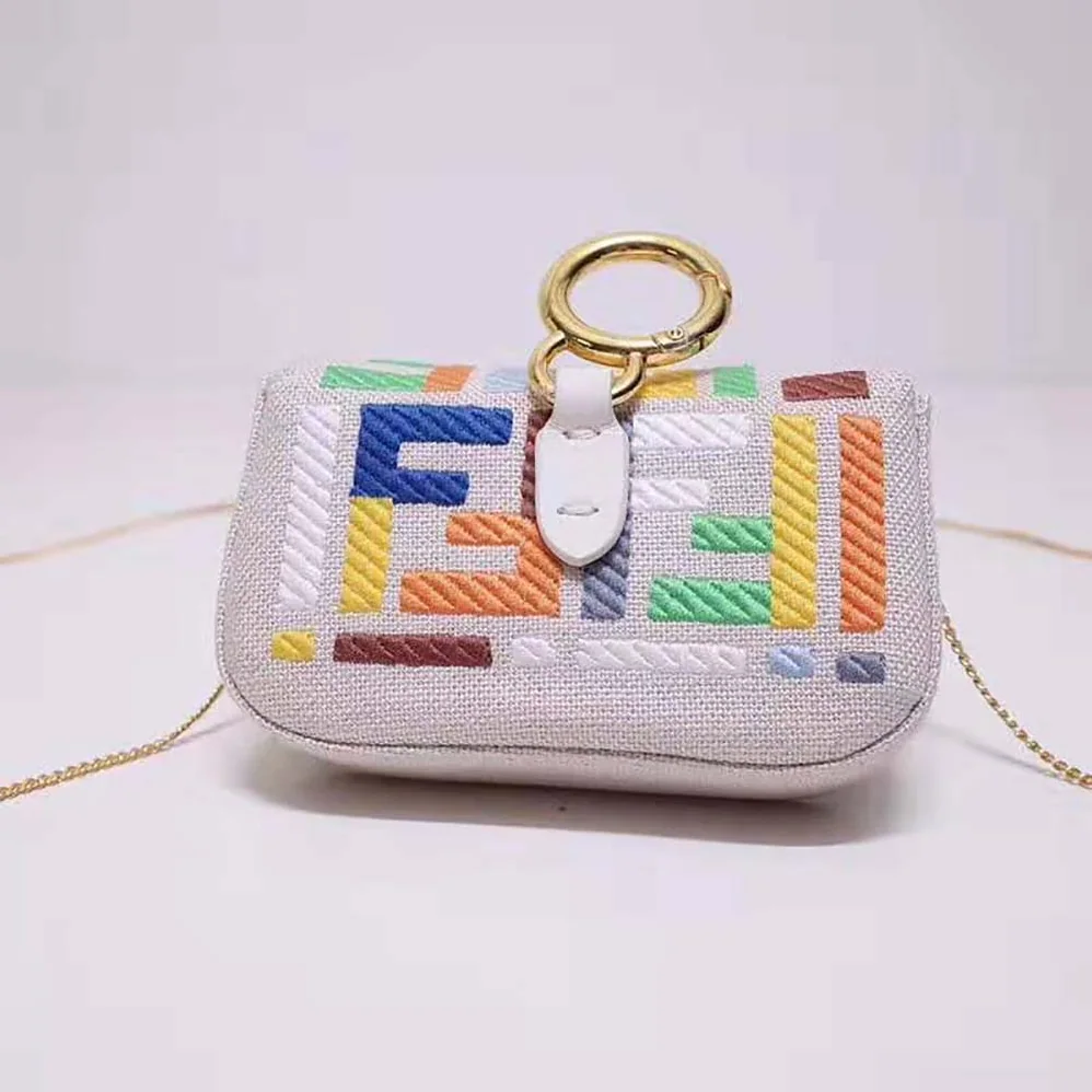 Fendi Nano Baguette Charm Beige Canvas Charm for Women Fendi Nano Baguette Charm Beige Canvas Charm for Women