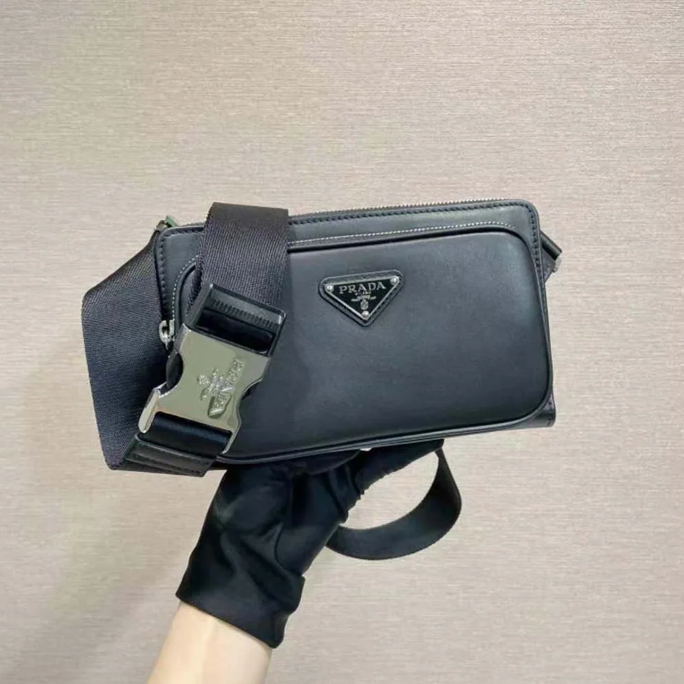 Prada Leather Shoulder Bag for Men in Black Prada Leather Shoulder Bag for Men in Black