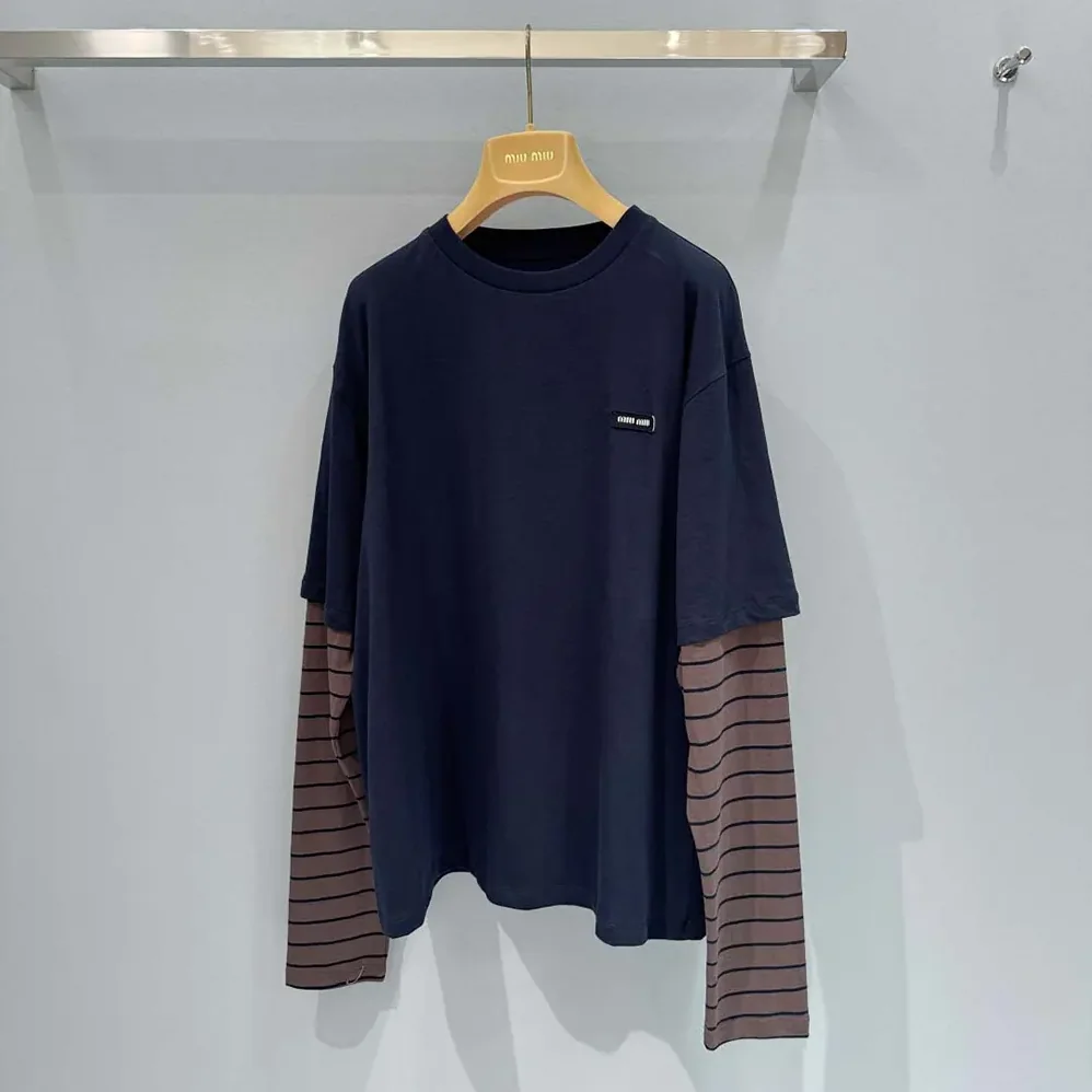 Miu Miu Long-sleeved Jersey T for Women in shirt Miu Miu Long-sleeved Jersey T for Women in shirt