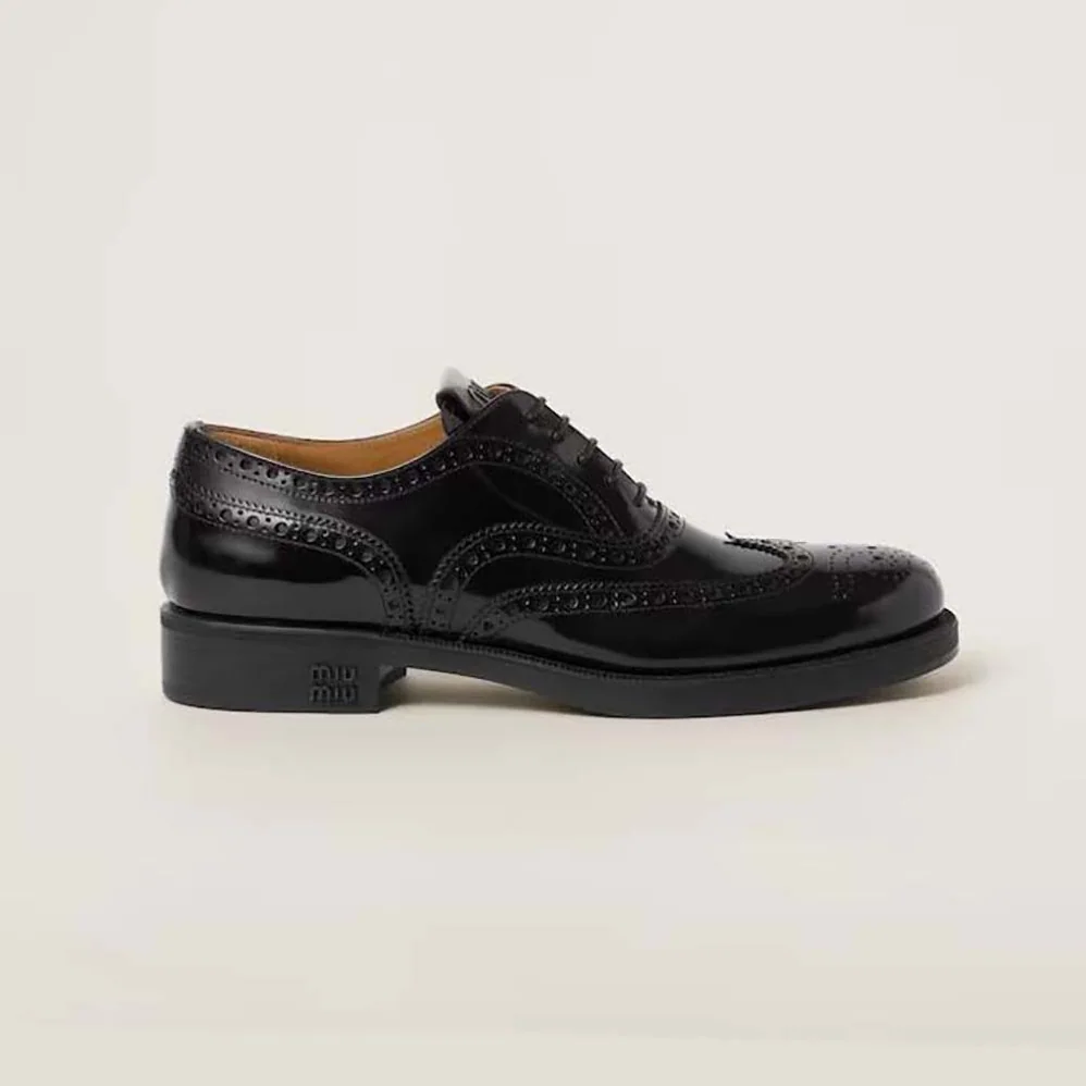 Miu Miu Church's X Miu Miu Brushed Leather Oxford Brogue Shoes for Women Miu Miu Church's X Miu Miu Brushed Leather Oxford Brogue Shoes for Women