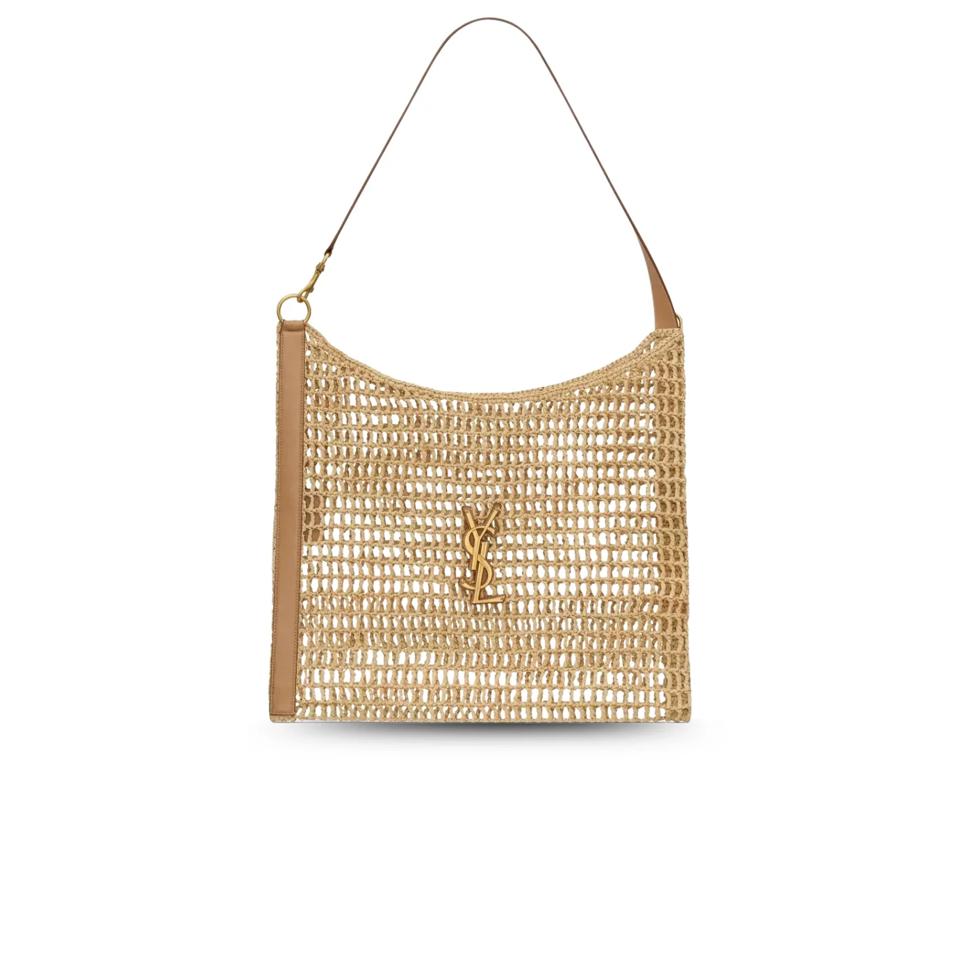 Saint Laurent Oxalis Shoulder Bag / Vintage Brown Raffia Macrame Gold Hardware Saint Laurent Oxalis Shoulder Bag / Vintage Brown Raffia Macrame Gold Hardware