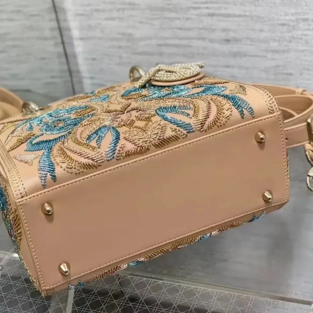Dior Small Lady Bag Calfskin Embroidered with Multicolor Small Flowers for Women Dior Small Lady Bag Calfskin Embroidered with Multicolor Small Flowers for Women