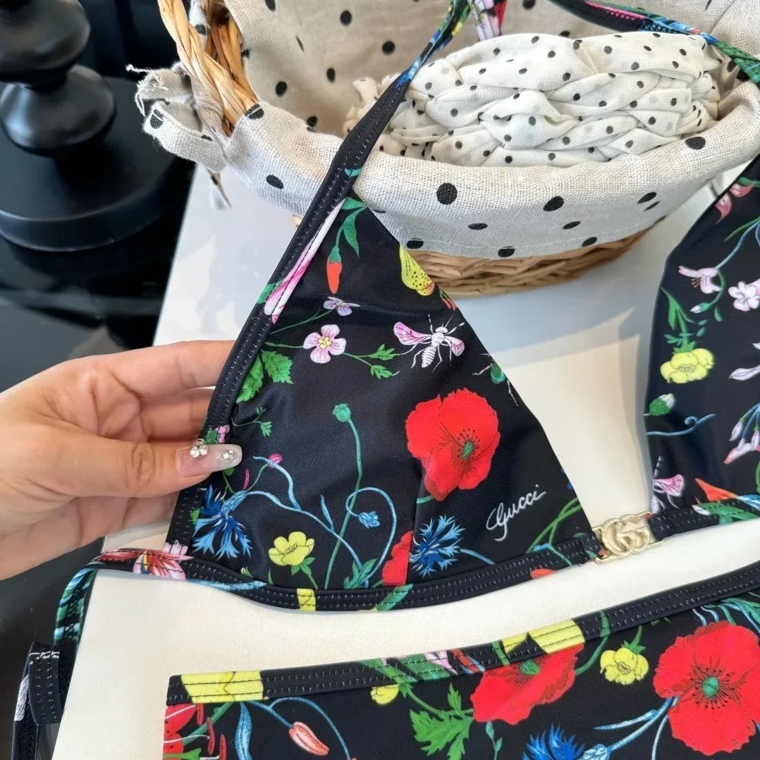 Gucci Flora Print Triangle Bikini Multicolor Gucci Flora Print Triangle Bikini Multicolor