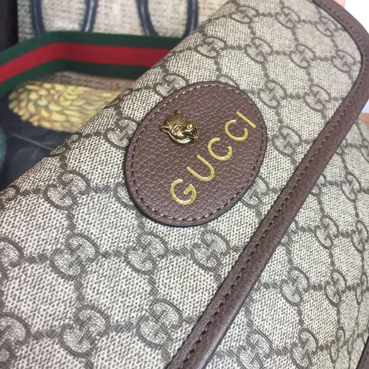 Gucci Neo Vintage GG Supreme Belt Bag Beige/ebony GG Supreme Canvas With Brown / Gucci Neo Vintage GG Supreme Belt Bag Beige/ebony GG Supreme Canvas With Brown /