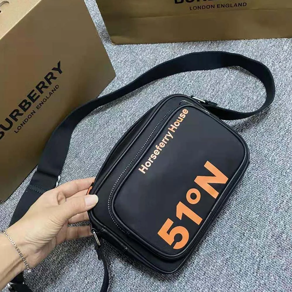 Burberry Coordinates Print Nylon Crossbody Bag for Men in Orange