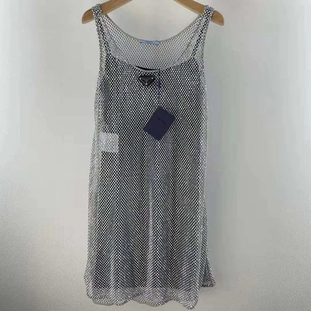 Prada Rhinestone Embroidered Mesh Mini for Women in Dress